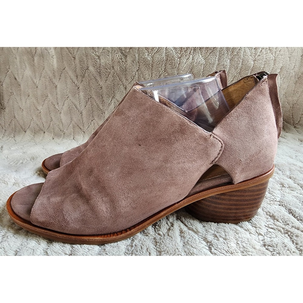 Sofft Womens Taupe Leather Peep Toe Cutout Block Heel Booties Size 11M